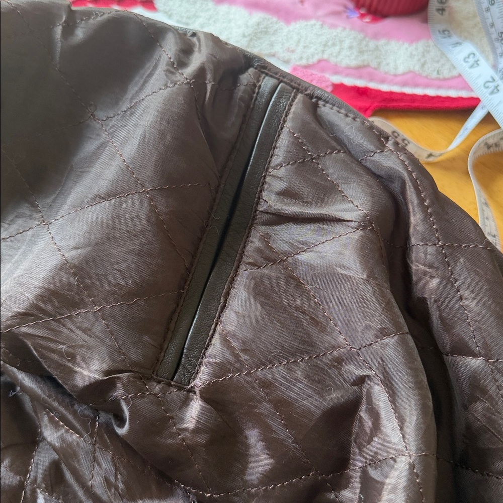 Men's Brown Leather bomber Jacket - Picture 6 of 6